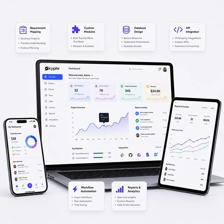 Custom software development service illustration