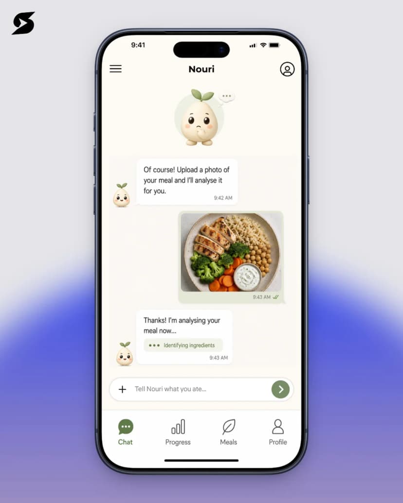 Nouri AI nutrition assistant analysing an uploaded meal photo