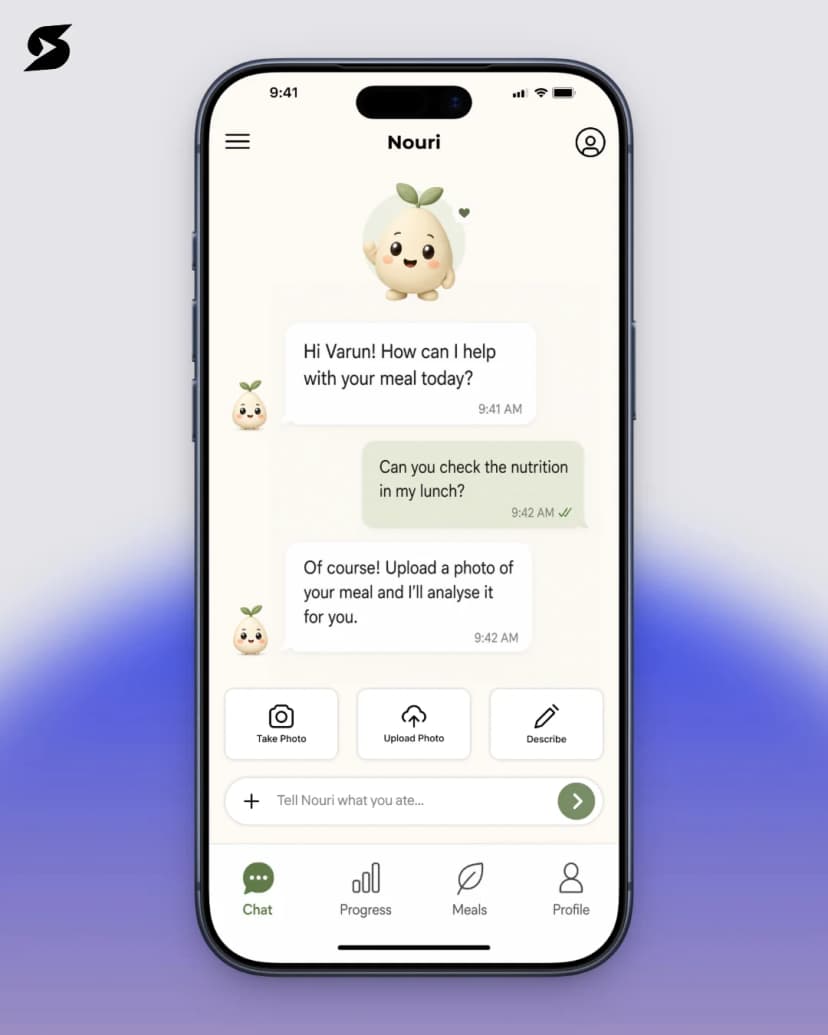 Nouri AI nutrition assistant mobile app chat interface