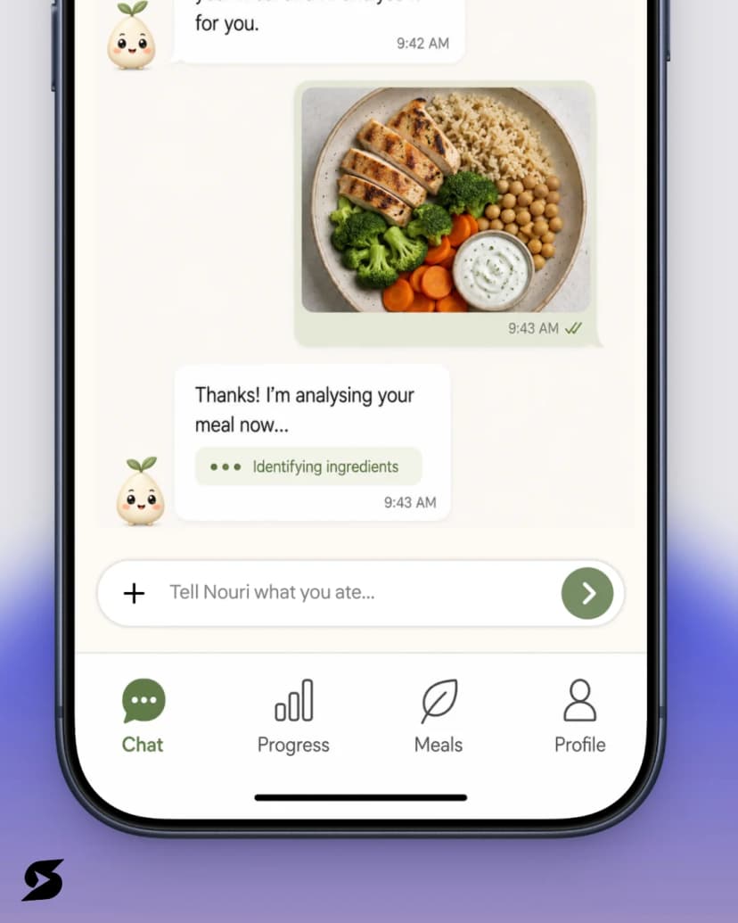Nouri AI meal analysis interface identifying food ingredients