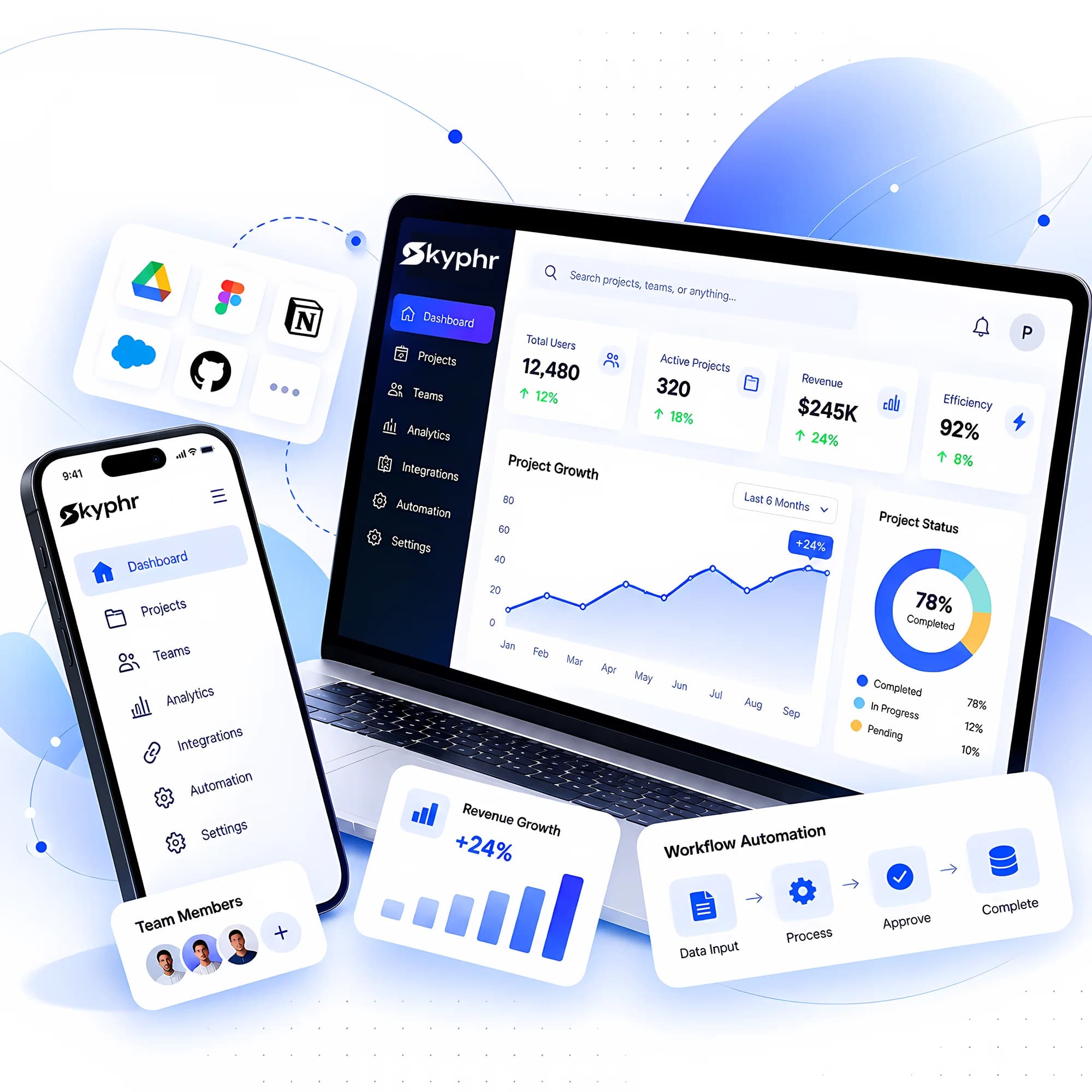 Enterprise software development services hero illustration Enterprise software development services hero illustration
