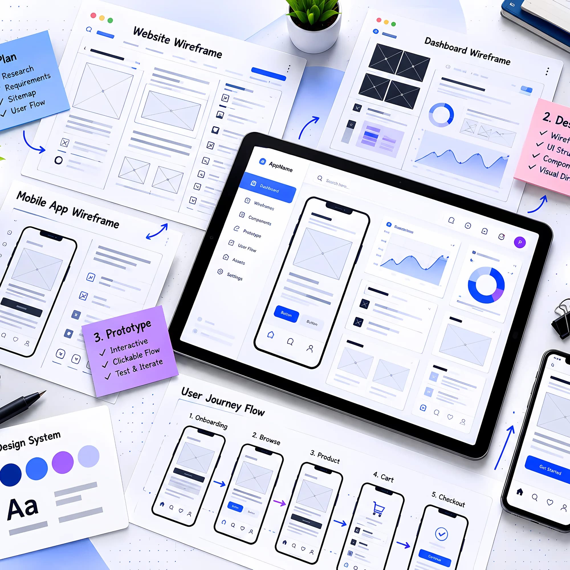 Wireframe designer services hero illustration Wireframe designer services hero illustration